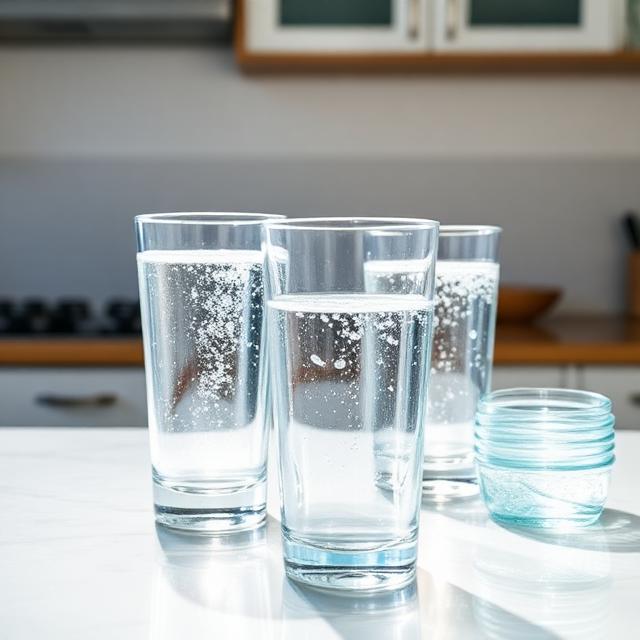Streeploos schone glazen op een keukenblad