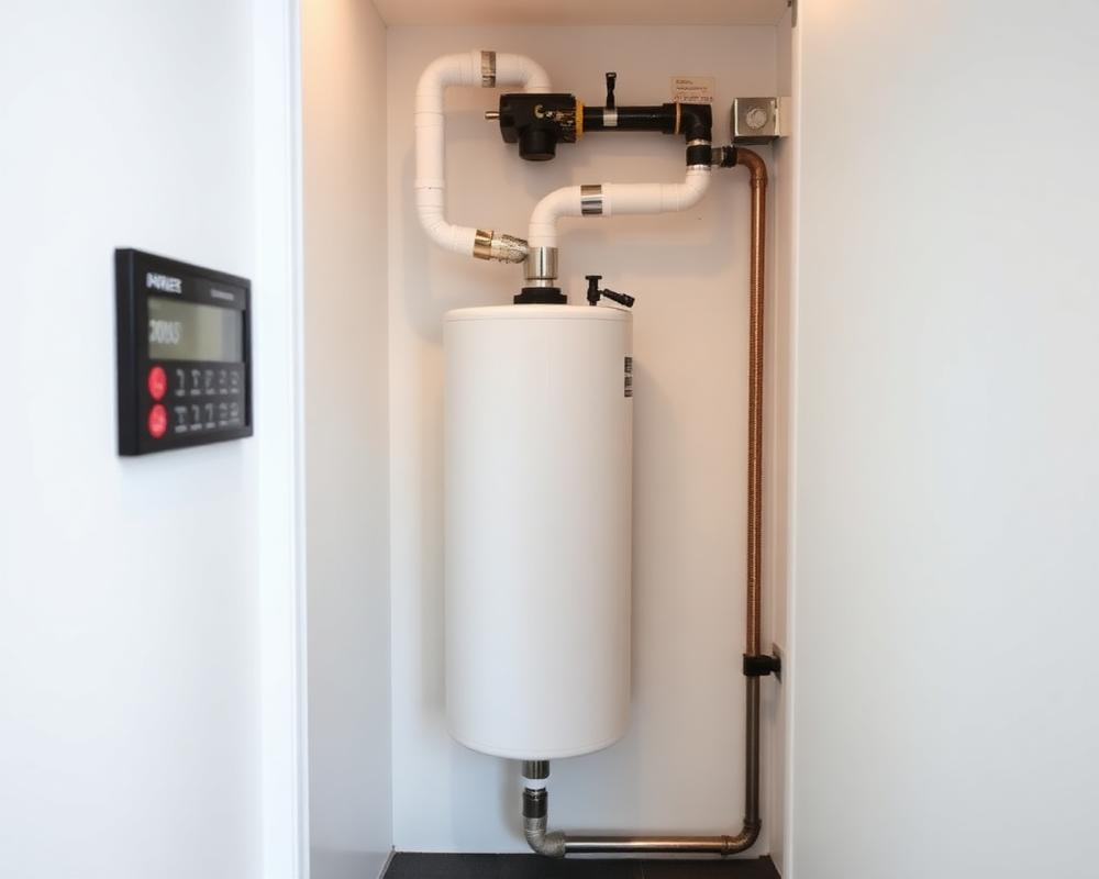 Compacte waterontharder in de meterkast van een nieuwbouwwoning in Nijmegen